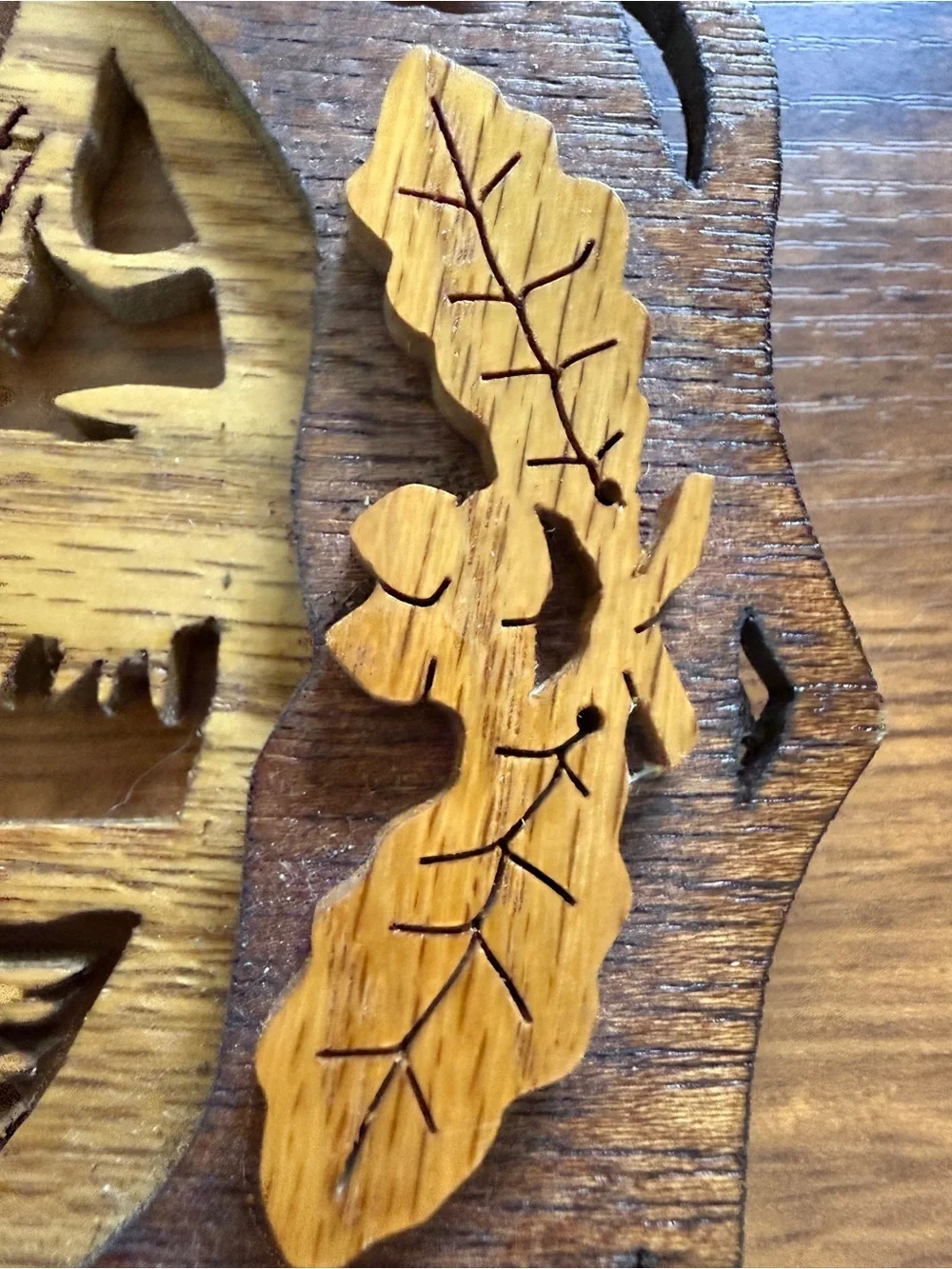 Intricate Wooden Fish Wall Art - Brown and Tan